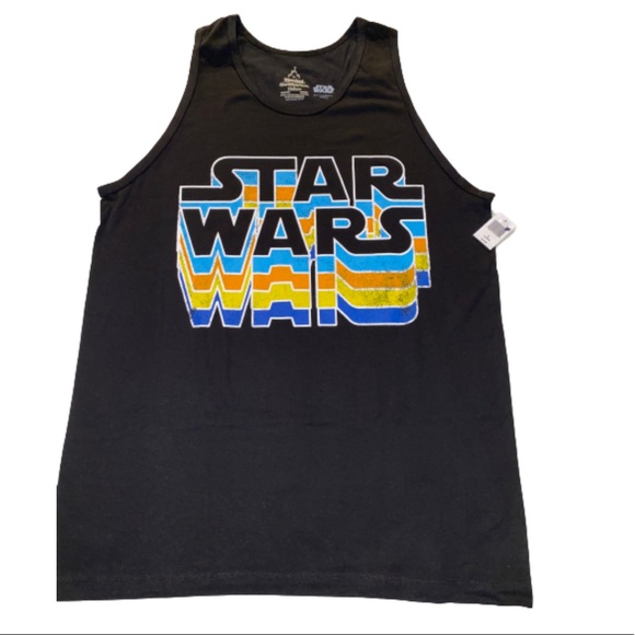 Disney Tops - Disney Star Wars Large Black Tank Top Summer Neon